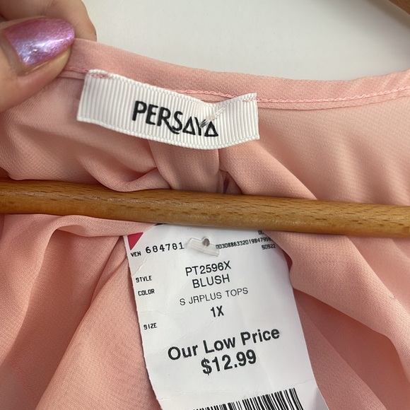 Womens juniors tank blouse cute open back lace pink top size 1X junior womens - Picture 6 of 10